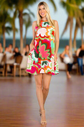 70's Retro Mini Floral Resort Dress