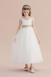BMbridal A-Line Cap Sleeve Sweetheart Tulle Flower Girl Dress Online