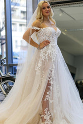 Bmbridal Gorgeous Lace Wedding Dress Off-the-Shoulder Tulle