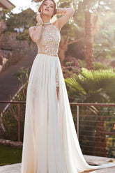 Gorgeous Lace Backless High Neckline Halter Wedding Dress Party Dresses