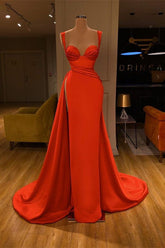 Beautiful Red Sweetheart Long Prom Dress With Split Starps