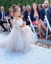 Boho Long Sleeves lace Tulle Flower Girl Dresses