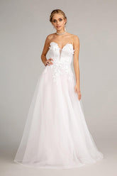 Bridal Long Strapless Mesh Wedding Dress Sale