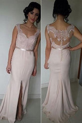 Bridesmaid Dresses, Bridesmaid Dress With Side Slit, Cheap Prom Dress