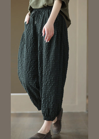 Blackish Green Tie Waist Cozy Crop Pants Blackish Green Tie Waist Cozy Crop Pants