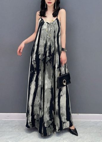 Black Print Patchwork Chiffon Jumpsuit Off The Shoulder Summer Black Print Patchwork Chiffon Jumpsuit Off The Shoulder Summer