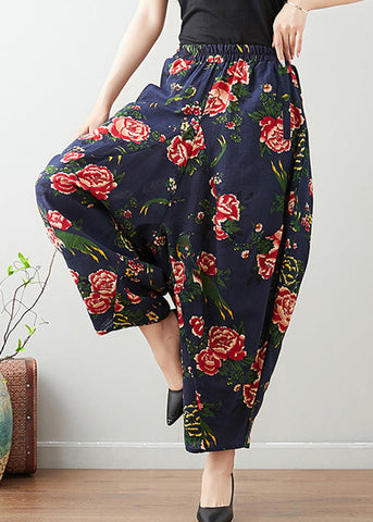 Blue Elastic Waist Lantern Pants Summer Blue Elastic Waist Lantern Pants Summer