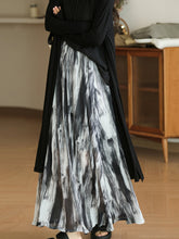 Women Summer Vintage Ink-print Pleat Skirt