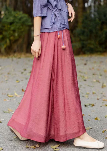 Bohemian Red Wrinkled Elastic Waist Patchwork Cotton Skirts Summer Bohemian Red Wrinkled Elastic Waist Patchwork Cotton Skirts Summer