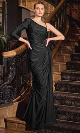 Long Sleeve Asymmetrical Gown