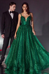 Long Layered Glittered Ball Gown