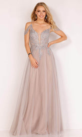 Cold Shoulder Embellished Bodice Prom Gown