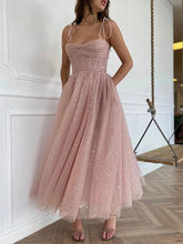 BMbridal Straps Tulle Dusty Pink Prom Dress Short With Sequins