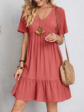Full Size V-Neck Short Sleeve Beach Dress
