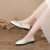 Women Spring Summer Retro Leather Flat Casual Shoes