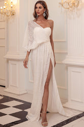 Elegant and stylish one shoulder sequined high-end ball gown