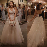 BMbridal Sleeveless V-Neck Beach Wedding Dress With Appliques