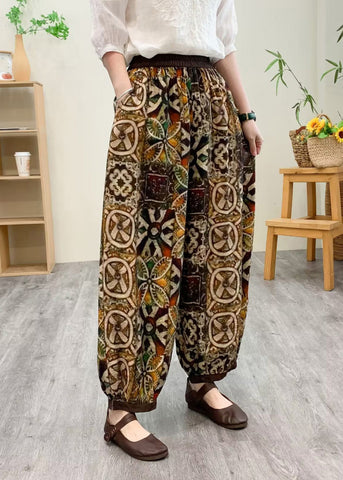 Boutique Yellow Elastic Waist Silk Linen Crop Harem Pants Boutique Yellow Elastic Waist Silk Linen Crop Harem Pants