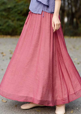 Bohemian Red Wrinkled Elastic Waist Patchwork Cotton Skirts Summer Bohemian Red Wrinkled Elastic Waist Patchwork Cotton Skirts Summer