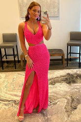 Sequins Criss Cross Straps Prom Dress