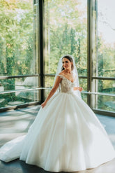 Bmbridal Off-the-Shoulder V-Neck Ball Gown Wedding Dress With Appliques