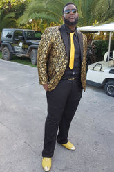 Golden Jacquard Shawl Lapel 2 Pieces Men's Prom Suits