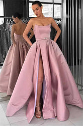 Bmbridal Gorgeous Strapless Long Prom Dress Slit With Pockets