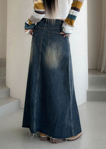 Boutique Blue Pockets Patchwork Denim Maxi Skirts Fall Boutique Blue Pockets Patchwork Denim Maxi Skirts Fall