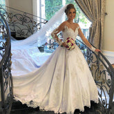 BMbridal Long Sleeves Wedding Dress Princess Bridal Wear With Lace Appliques
