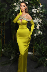 Emerald Mermaid Prom Dresses with Beadings