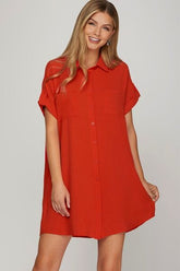 Full Size Button Down Resort Shirt Dress