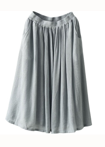 Boho Light Blue Wrinkled Pockets Patchwork Cotton Skirts Summer Boho Light Blue Wrinkled Pockets Patchwork Cotton Skirts Summer