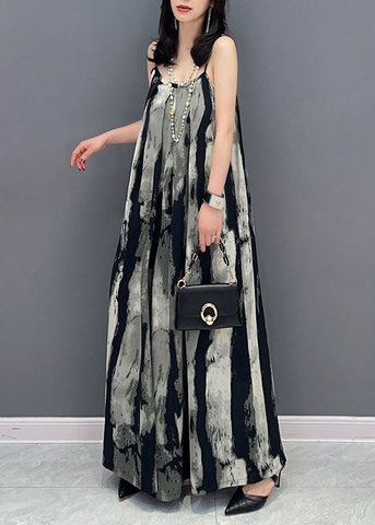 Black Print Patchwork Chiffon Jumpsuit Off The Shoulder Summer Black Print Patchwork Chiffon Jumpsuit Off The Shoulder Summer