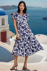 Full Size Floral Midi Resort Dress