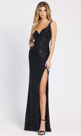 Sleeveless High Slit Sequin Long Prom Gown