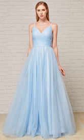 Pleat-Detailed Glitter Tulle Gown