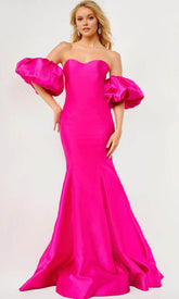 Off Shoulder Satin Prom Dress