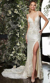 Long Spaghetti Strap Wedding Dress