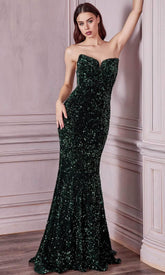 Sequin Ornate Strapless Prom Gown