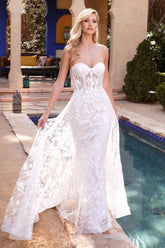 Long Formal Strapless Wedding Dress
