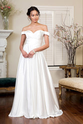 Ivory L Long Off Shoulder A Line Wedding Gown Sale