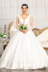 Long Sleeve Beaded Wedding Dress