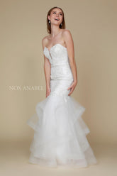 Long Strapless Formal Wedding Bridal Dress