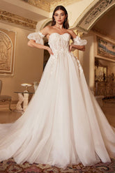 Long Strapless Wedding Gown