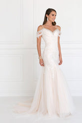 Long Wedding Dress with Lace Applique