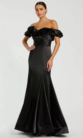 Ruffle Trimmed Off Shoulder Prom Dress