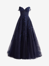 A-line Sweetheart Lace Tulle Prom Dress with Slit