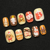 Hot SaleChristmas Puppy NailsHandmade Artificial Gel Nail Press-On Nails