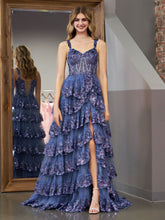 Princess A Line Off the Shoulder Corset Prom Dress with Lace Ruffles