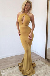New Arrival Ginger Halter Keyhole Mermaid Long Prom Dresses Online